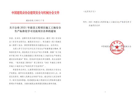 公司兩個(gè)項(xiàng)目被列為“全國安全生產(chǎn)標(biāo)準(zhǔn)化學(xué)習(xí)交流項(xiàng)目”